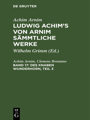 cover image of Des Knaben Wunderhorn, Teil 3